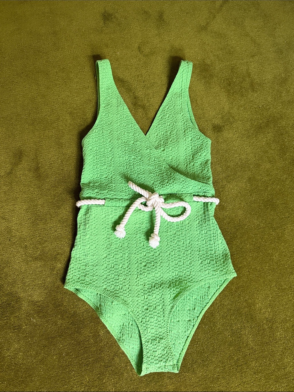 Lisa Marie Fernandez Green Yasmin Seersucker One-Piece Swimsuit